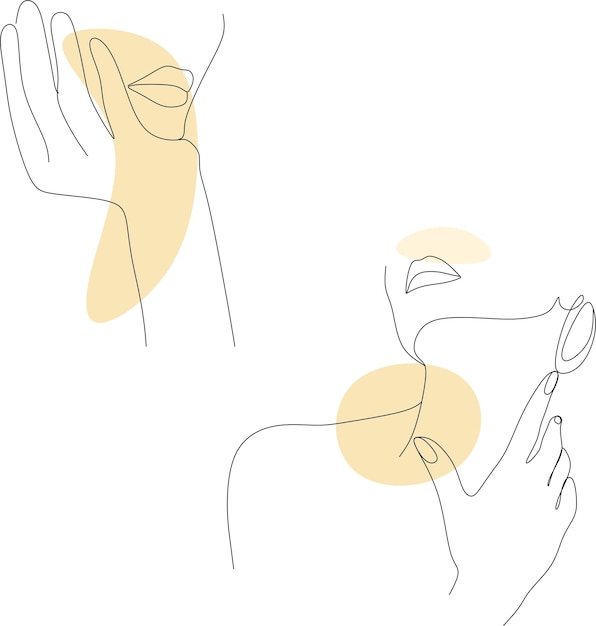 minimalistic female portrait linear female body