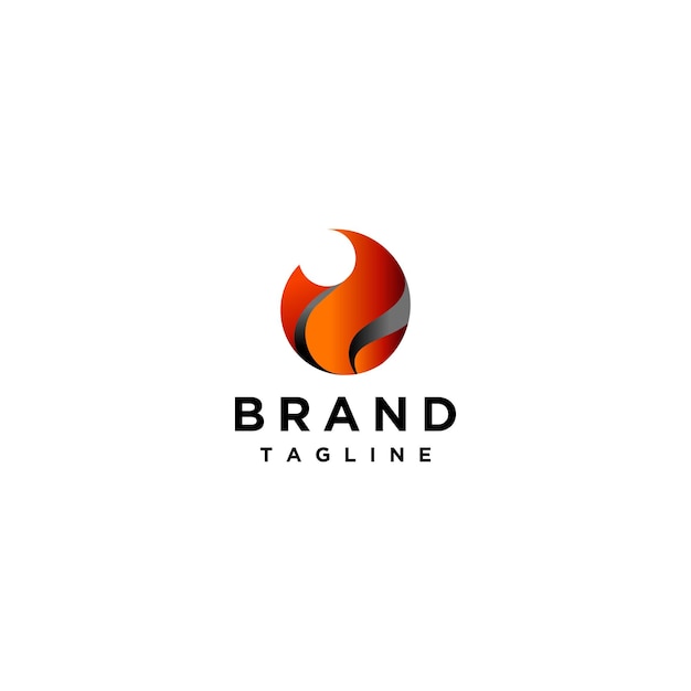 Minimalistic fire icon logo design with oil outline detail