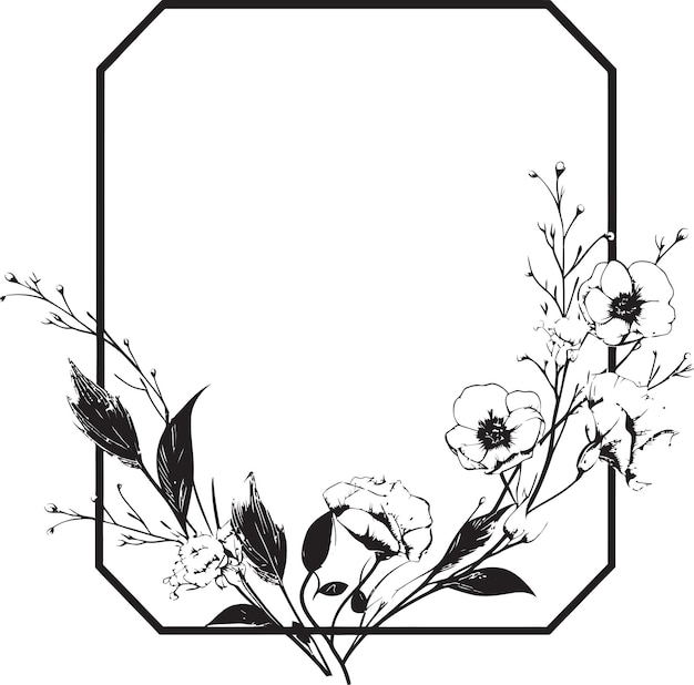 Минималистические цветочные очертания Иконический дизайн логотипа Абстрактный черный цветет Ручной рендеринг Векторный иконка