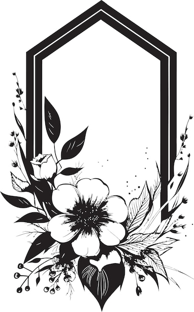 Vector minimalistic floral sketch hand rendered black elegant floral minimalism single black vector icon