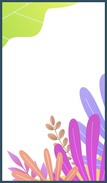 Minimalistic floral social media post frame template vector illustration