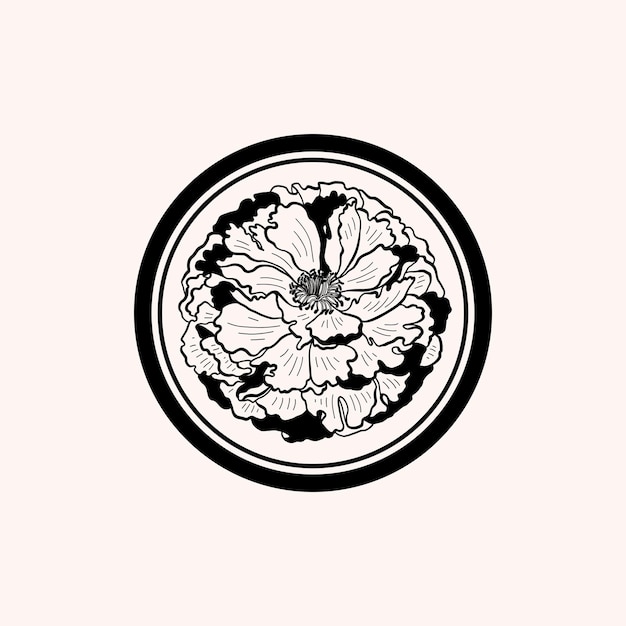 Minimalistic flower graphic sketch drawing black icon stamp trendy tattoo design floral botanic