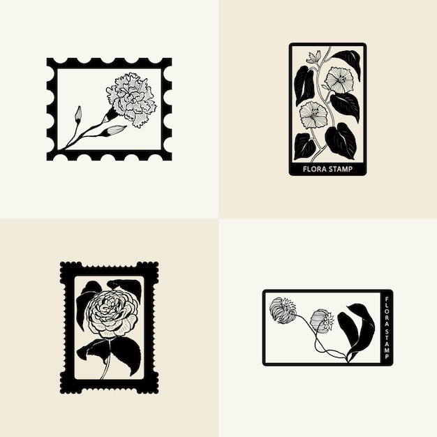 minimalistic flower graphic sketch drawing black icon stamp trendy tattoo design
