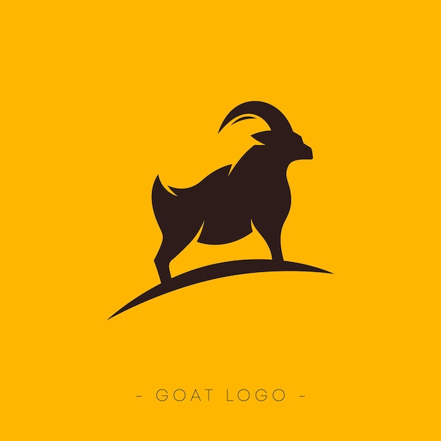 ミニマルなヤギのシルエットのロゴデザイン