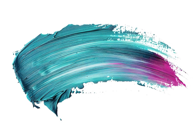 a minimalistic graphic design of an abstract teal and magenta paint stroke on white background inspi