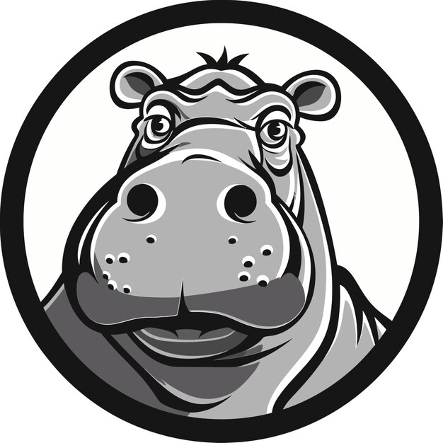 Vector minimalistic hippopotamus icon elegant black hippo emblem