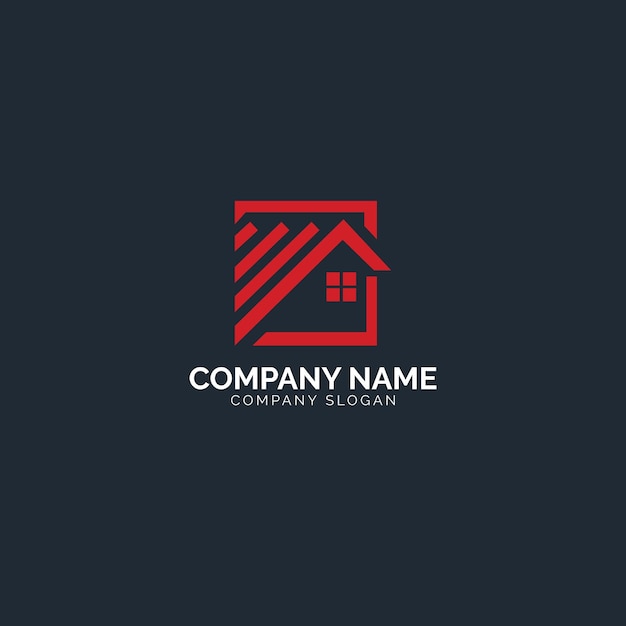 minimalistic house real estate logo with roof and all