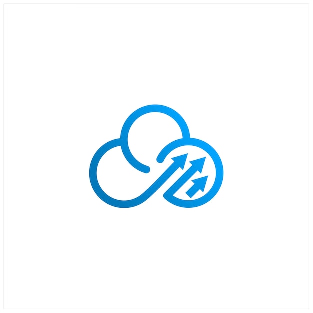 A minimalistic icon logo representing stylized cloud and an arrow Could be used as a logo