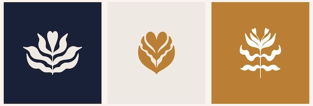 Минималистическое изображение цветов в форме сердца Шаблон логотипа для упаковки косметики, изделий ручной работы, товаров для красоты в социальных сетях и т. д.