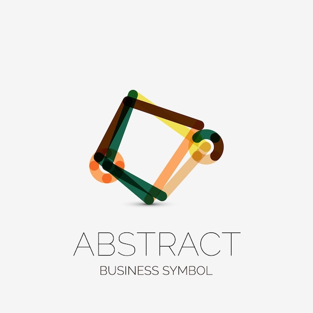 Minimalistic linear business icons logos made of multicolored line segments Universal symbols for any concept or idea Futuristic hitech technology element set