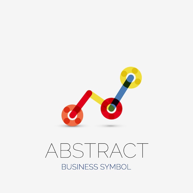 Minimalistic linear business icons logos made of multicolored line segments Universal symbols for any concept or idea Futuristic hitech technology element set