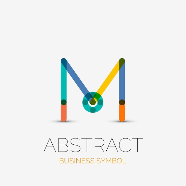 Minimalistic linear business icons logos made of multicolored line segments Universal symbols for any concept or idea Futuristic hitech technology element set