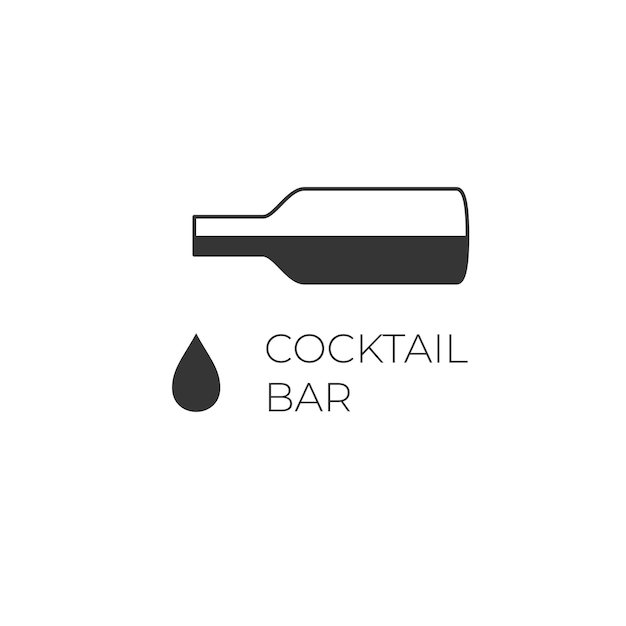 Minimalistic logo for a bar shop restaurant The bottle of wine with the inscription cocktail bar