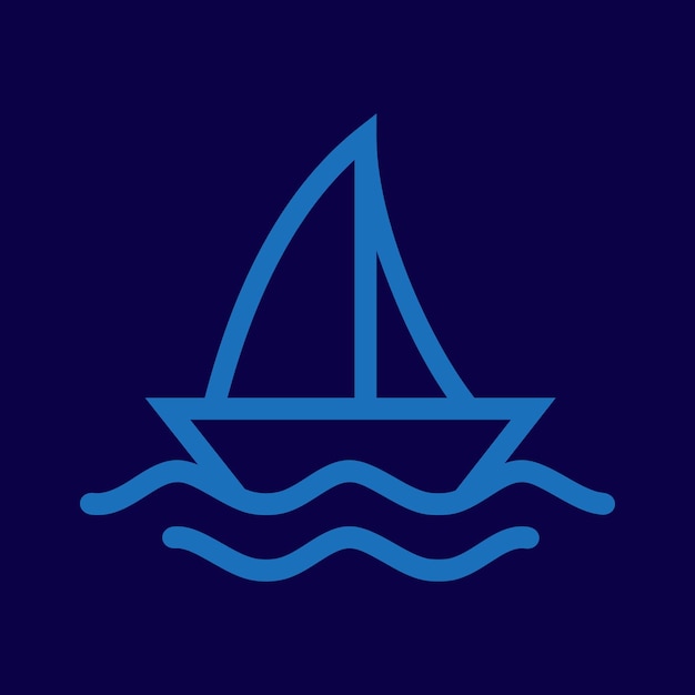 Minimalistic logo of a sailing ship in the ocean