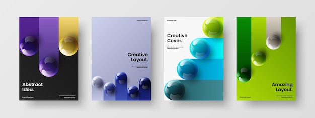 Minimalistic magazine cover A4 design vector template set