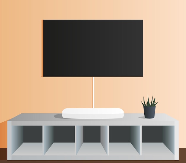 Minimalistic modern design of a room with a plasma TV