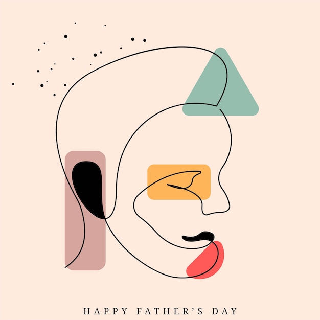 Minimalistic Oneline art drawing of abstract geometrical shapes for Happy Father's Day