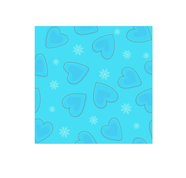 ベクトル ハートと青い背景の雪の結晶とミニマルなパターンベクトルdisign
