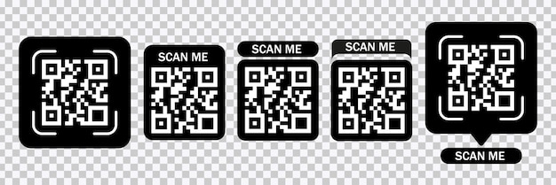 투명한 배경으로 미니멀리즘 QR 코드 아이콘