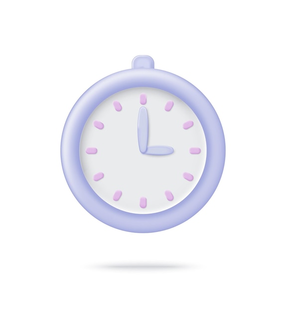 Minimalistic round clock 3d icon Business symbol of deadline3d realistic vector