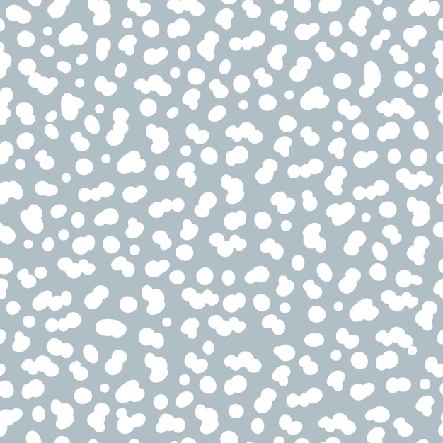 Minimalistic seamless pattern with white spotted or snow on blue background