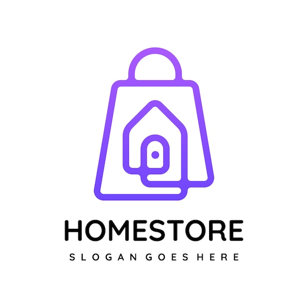 Vector minimalistic shopping bag and house logo template