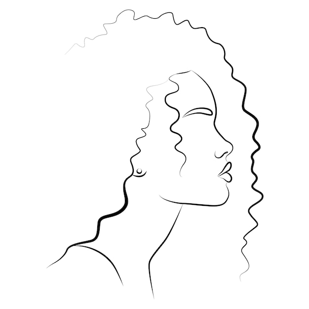 Minimalistic silhouette of a female face Black and white