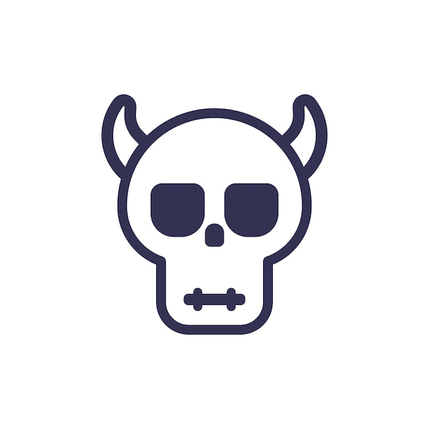 Minimalistic skull icon with horns