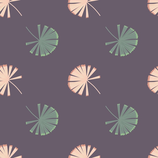 Minimalistic style seamless pattern with organic doodle palm licuala print