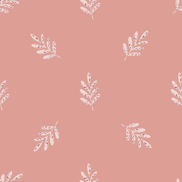 枝飾りのあるミニマルで柔らかなシームレス柄。ピンクの色調の背景。テキスタイル、ファブリック、ギフトラップ、壁紙のフラットベクタープリント。無限のイラスト。