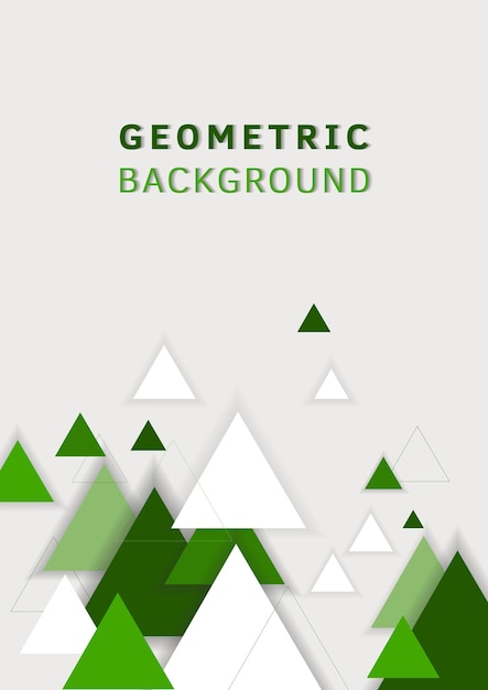 ミニマルな三角形の幾何学的な抽象的な組み合わせの背景。緑の実線の幾何学的三角形。