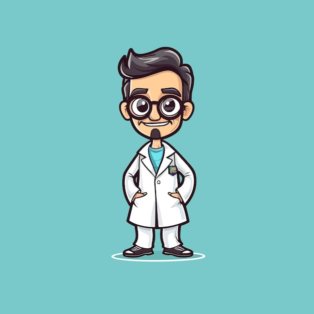 minimalistic vector Image of funny cartoon doctor 02