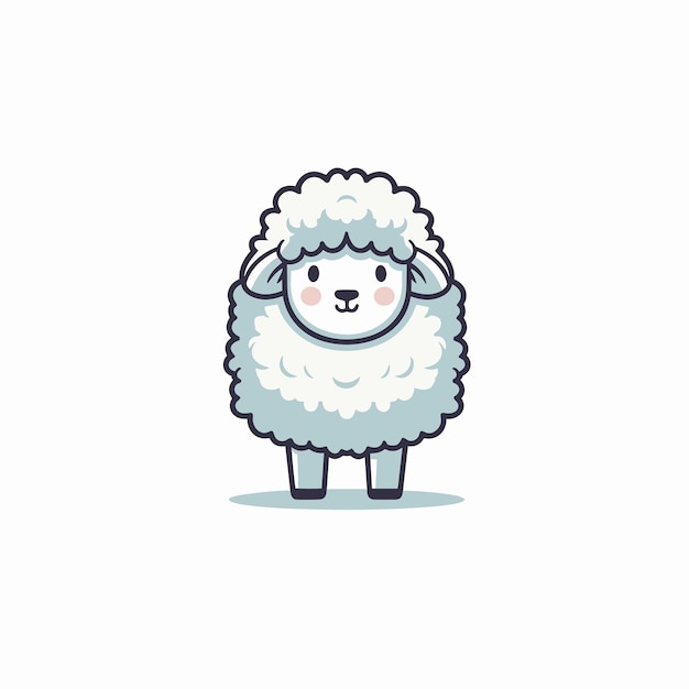 Vector minimalistic vector image of funny sheep cartoon 02