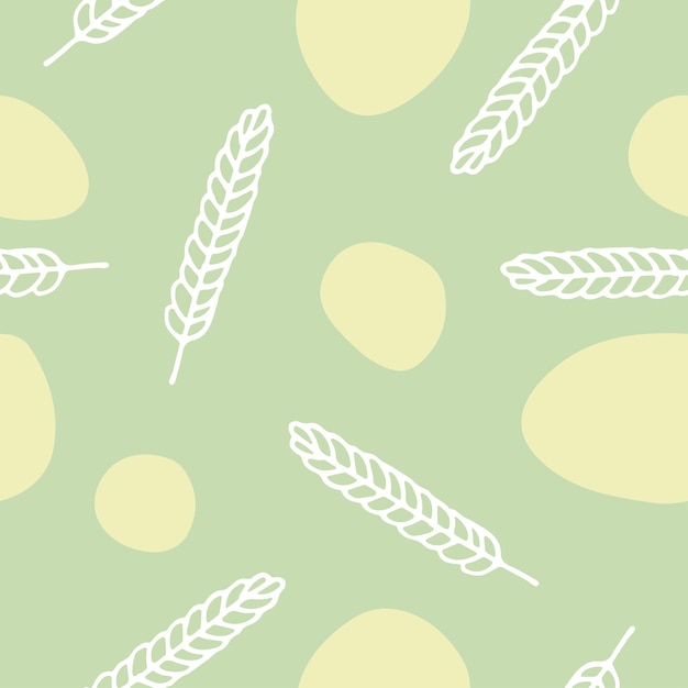 Minimalistic vector pattern with pastel wheat ears and circles for textile wrappers decor print