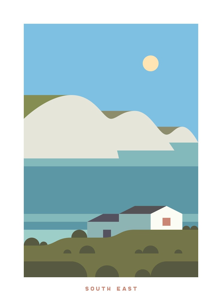 Vector minimalistic vector travel poster trendy colorful style south east cost