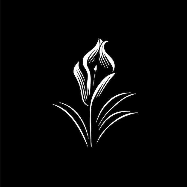 Vector minimalistic waterlily logo template white icon of lily petals flower silhouette on black background yoga logotype concept cosmetic emblem tattoo vector illustration