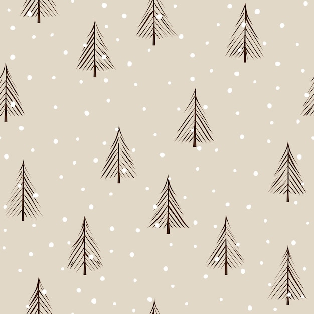 Vector minimalistic winter background seamless pattern christmas trees design