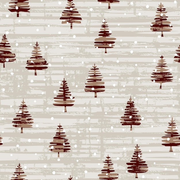 ベクトル ミニマリストの冬の背景のシームレスパターン クリスマスツリーのデザイン