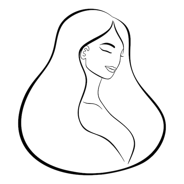 Minimalistic woman line art silhouette