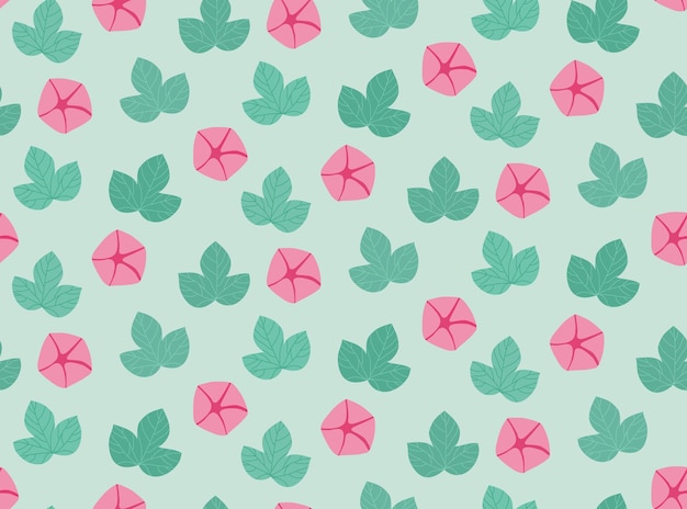 Minimalistisch bloemen naadloos patroonontwerp Roze en groene windeachtergrond