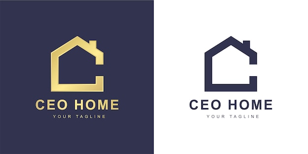 Minimalistisch c-letterlogo met huis- of onroerendgoedconcept