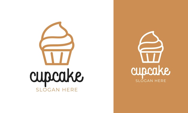 Minimalistisch cupcake-logo-ontwerp voor cakewinkel