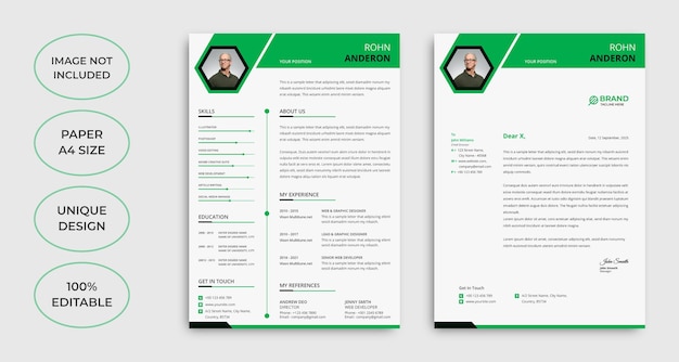 Minimalistisch cv en briefhoofdsjabloonontwerp