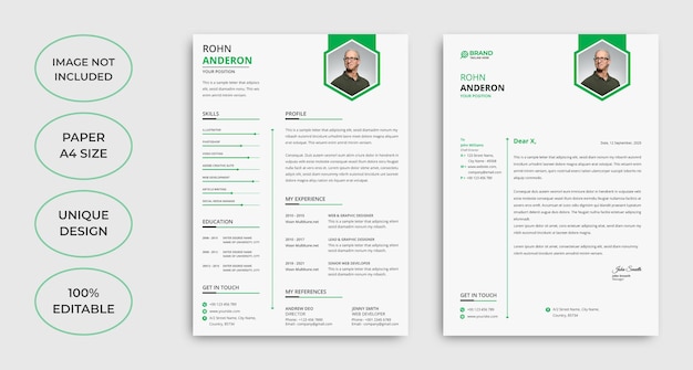 Minimalistisch cv en briefhoofdsjabloonontwerp