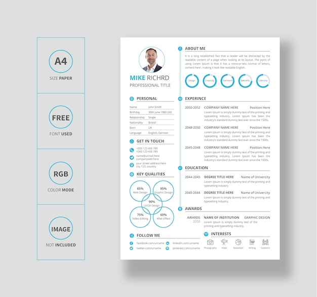 Minimalistisch cv of cv-template