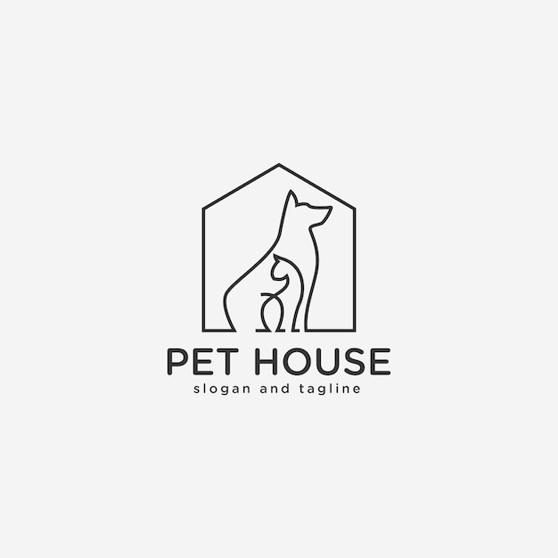 minimalistisch dierenwinkellogo met eenvoudige doorlopende lijnstijl