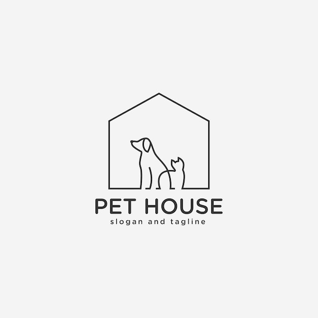 Vector minimalistisch dierenwinkellogo met eenvoudige doorlopende lijnstijl