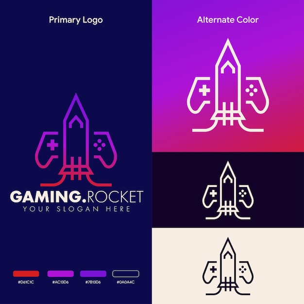 minimalistisch eenvoudig raketgaming-logo-ontwerp