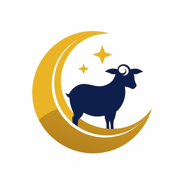 Minimalistisch Eid alAdha embleem halve maan schapen slank ontwerp