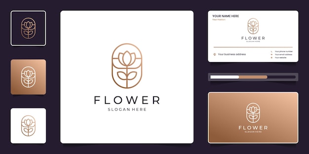 Minimalistisch elegant lotusbloemembleem en visitekaartje